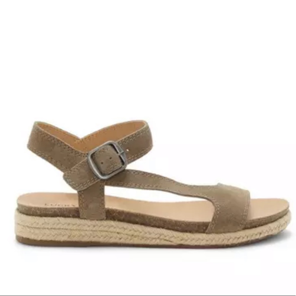 New Lucky Brand Gadine Suede T- Strap Sandals - Picture 3 of 13